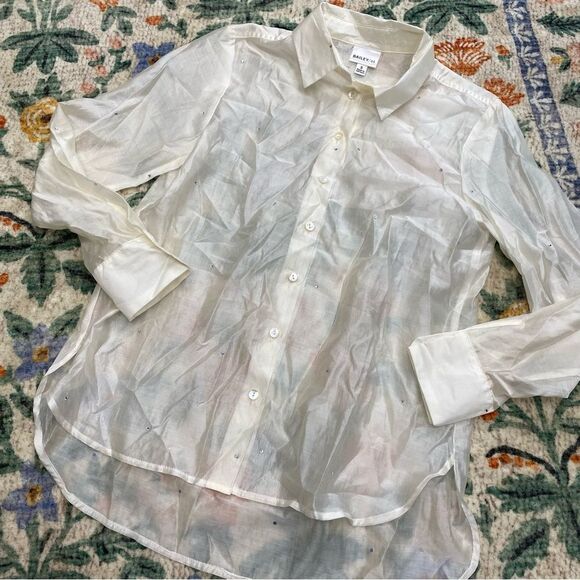BAILEY 44 Semi Sheer Button Down Top With Rhinestone Accent Size Small - Picture 4 of 10